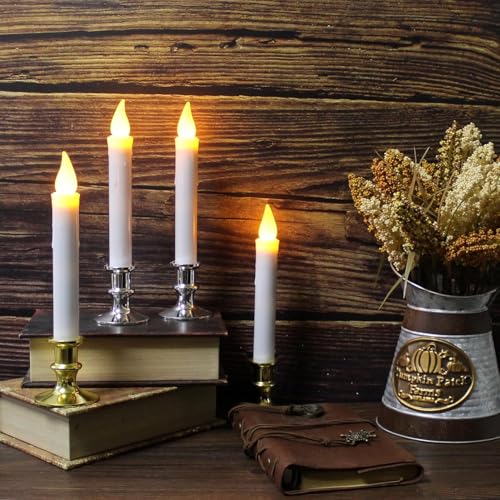Image of Christmas Window Candles, 9.3in Flameless Taper, Silvery, 6pcs