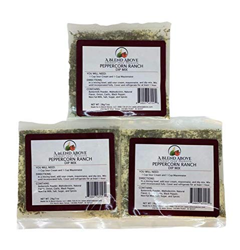 A Blend Above Peppercorn Ranch Dip Mix, 1oz, (3 Pack), Gluten-Free, No MSG, All Natural, No Preservatives, Vegetable Dip, Keto Friendly, Low Carb, Easy to Make