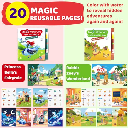 Mess Free Coloring Books for Toddlers, Reusable Water Toys for 3 4 5 6 Year Old Girl Boy, Road Trip Paint Activities, Travel Drawing Toys for Toddlers 3-5, Arts Crafts for Kids Ages 3-5 Birthday Gift — view 3