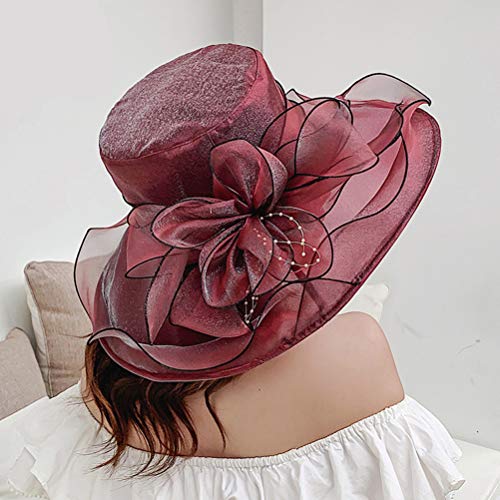 Sombrero Mujer Ala Ancha Organza Verano Plegable Playa miniatura 3