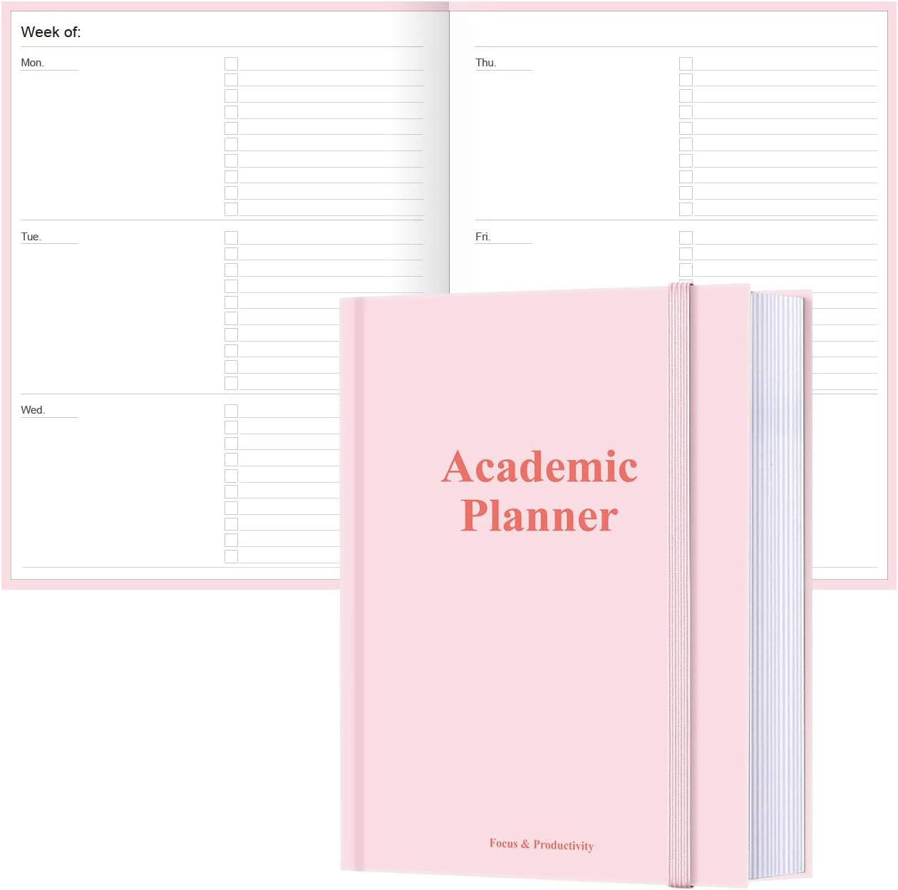 Academic Planner for 2026-2027 or Anytime – 8.5" x 11" Undated Weekly Student Planner For Homeschool, High School, College & Nursing Students, 200 Pages, Pink
