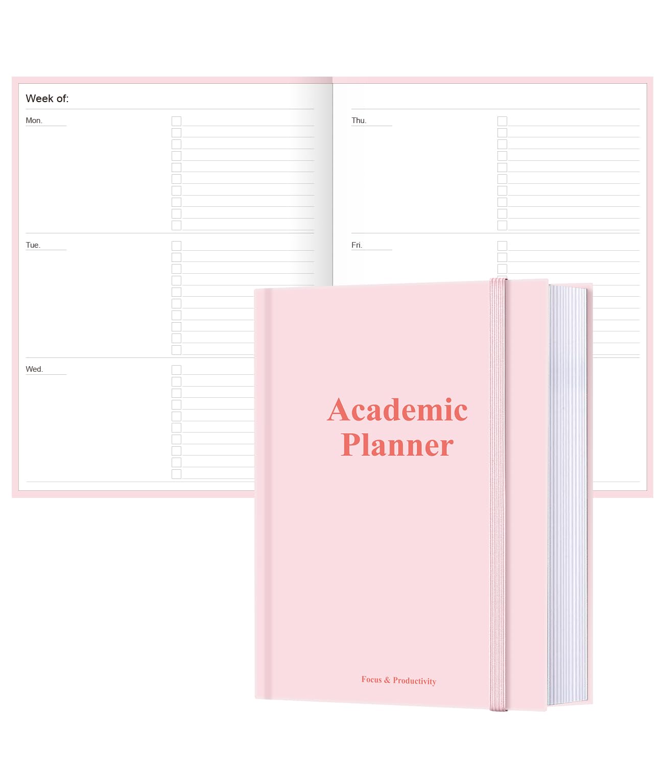 Agenda accademica 2025-2026 - Agenda settimanale non datata per studenti scolastici, liceali, universitari e infermieristici, 21,6 x 27,9 cm, rosa