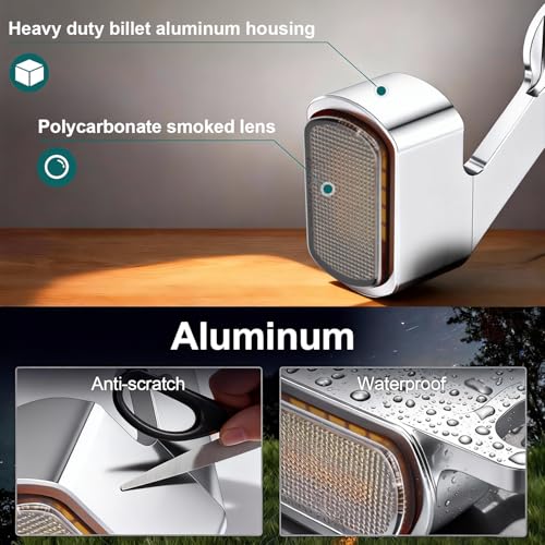 Image of MoKitDora LED Turn Signals Front Mini Blinkers Running Light for 2009-2017 Harley Touring Street Road Electra Glide King 2015-2024 Softail Breakout Deluxe Fat Boy Street Bob, Chrome Housing