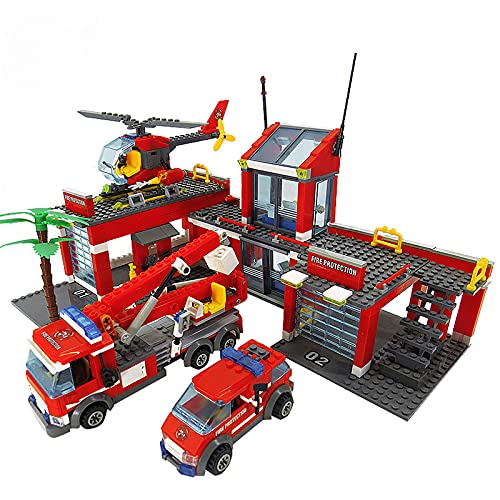 Pidepcos LEGO 774 PCS Feuerwehrwagen Auto Hubschrauber Boot Bausteine Stadt Feuerwehr Figuren Spielzeug Feuerfahrzeug… – Bild 4