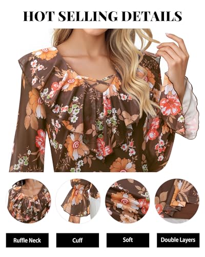 Lotusmile Women's Dressy Casual Ruffle Tops Double Layered Long Sleeve Shirts V Neck Blouses for Women Work Party4