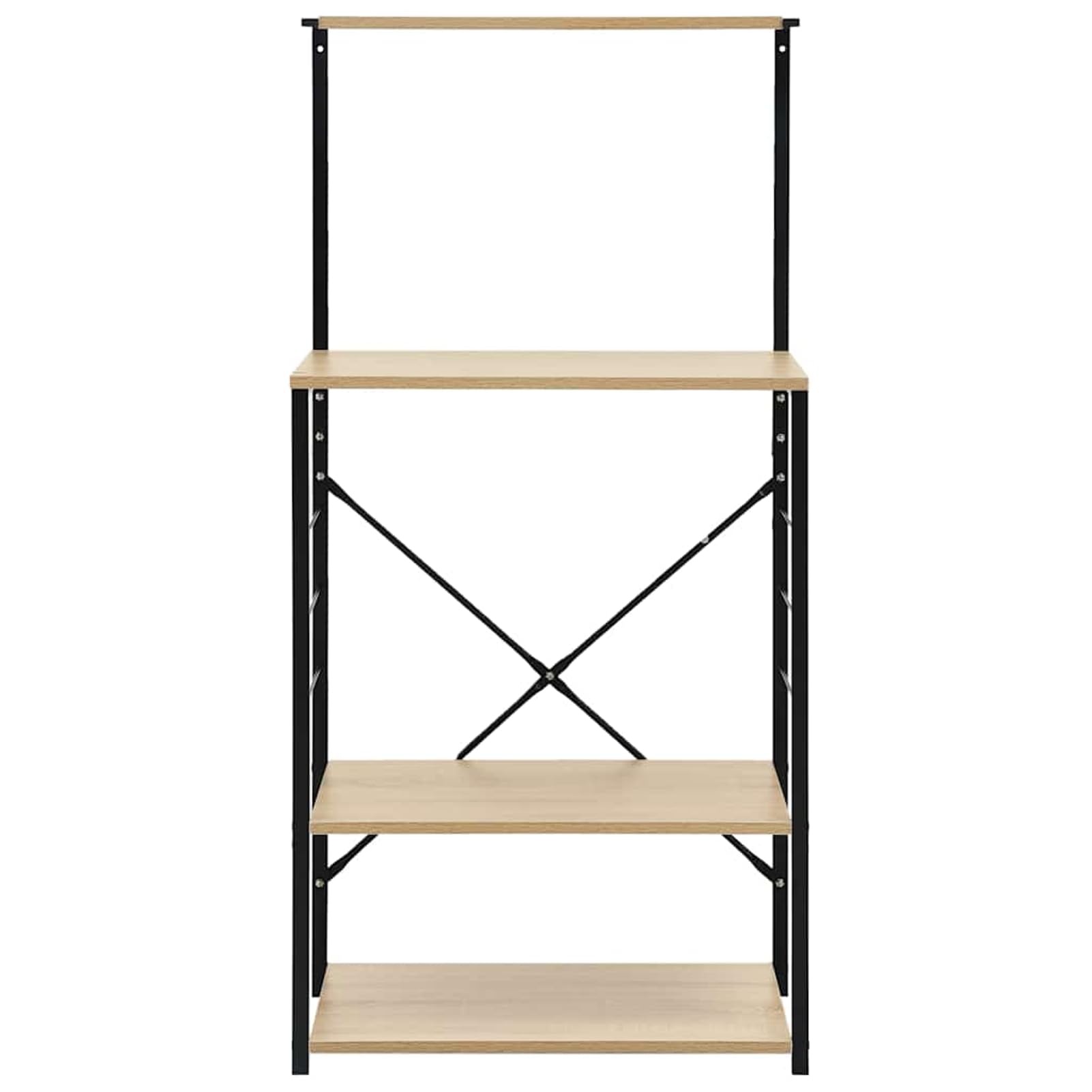 Gecheer Mobile mensola a 4 Ripiani con Ganci Laterali, Nero e Rovere, 60x39,6x123 cm, in Legno Multistrato e Acciaio, per Cucina 288239