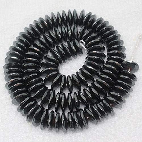 Calvas 3x4-0.472 in facetado negro natural hematita Ironstone disco ábaco platillo espaciador granos 15" - (color 0.118x0.472 in)