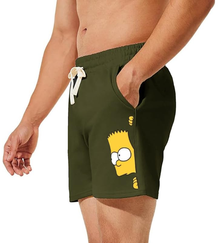 Image of hotfits Men's Casual Cotton All Season Soft Feel Fabric Printed Boxer Shorts,Workout Shorts, Elastic Waist Running Shorts with 2 Side Pockets - Pack of 1