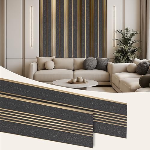 Image of Plantex Louvers Panel for Wall /8 Feet Wall Panels /3D Charcoal Panel for Interior Walls Decor - Pack of 10 Covers - 80 Sq. Ft, Size-1 Feet x 8 Feet (YD-1209)