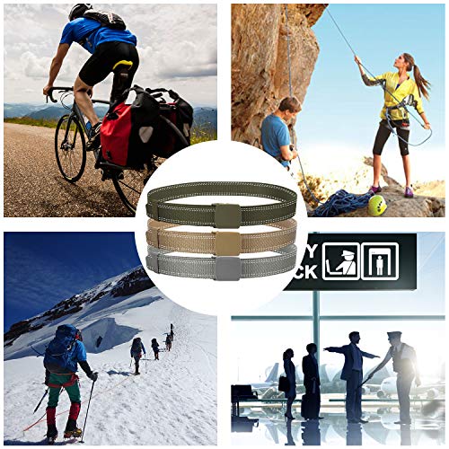 Image of Coobbar 3-Pack Nylon Canvas Belt Plastic Buckle Belt Travel Adjustable Nylon Web Slide Belt