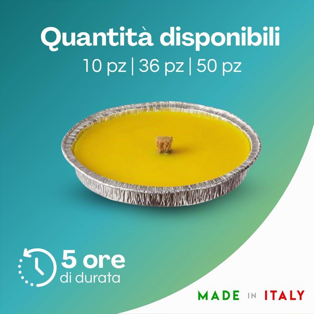 Palucart Candela citronella Giardino citronella Alluminio 14 cm Set da 36 Pezzi Giardinaggio antizanzare Feste ed Eventi - C