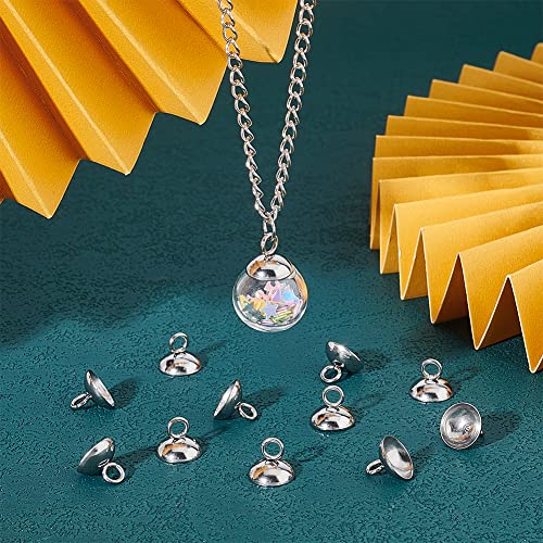 UNICRAFTALE 100Pcs Stainless Steel Bead Cap Pendant Bails Ball Pendant End Cap Metal Dangle Charm Bead Pendant Connector Findings Bails for Globe Glass Bubble Cover Pendant Making Hole 3mm - Image 3