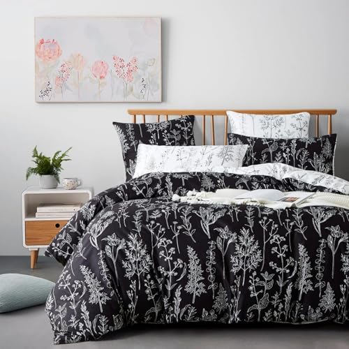 Tospass Bohemian Bettwäsche 135x200cm 2teilig Schwarz Weiß Gestreift Boho Bettwaren-Sets 100% Microfaser Weiche Wendebettwäsche Einzelbett Bettbezug mit Reißverschluss und Kissenbezug 80x80cm