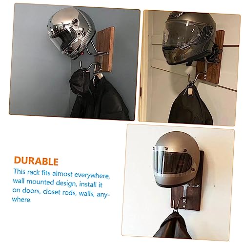 Soporte para casco y chaqueta montado en pared de madera y metal 4