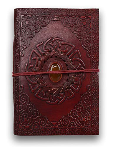 Image of SPcreation Handmade Leather Journal Diary with Stone Work
