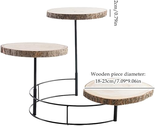 Miniatura 2 de Soportes de madera para tartas de 3 niveles, soporte de madera rústica para cupcakes, bandeja de exhibición de postres de madera, soporte de maceta