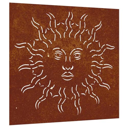 vidaXL Garten Wanddeko, Gartendeko mit Sonne-Design, Wandbild Wandschmuck Wetterfest, Wandkunst Dekoration Wanddekoration, Cortenstahl