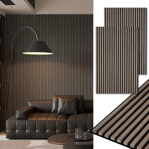 Image of Art3d 48 x 24 in 3D Fluted Soundproof Wood Slat Wall Panel, 2-Pack, Walnut