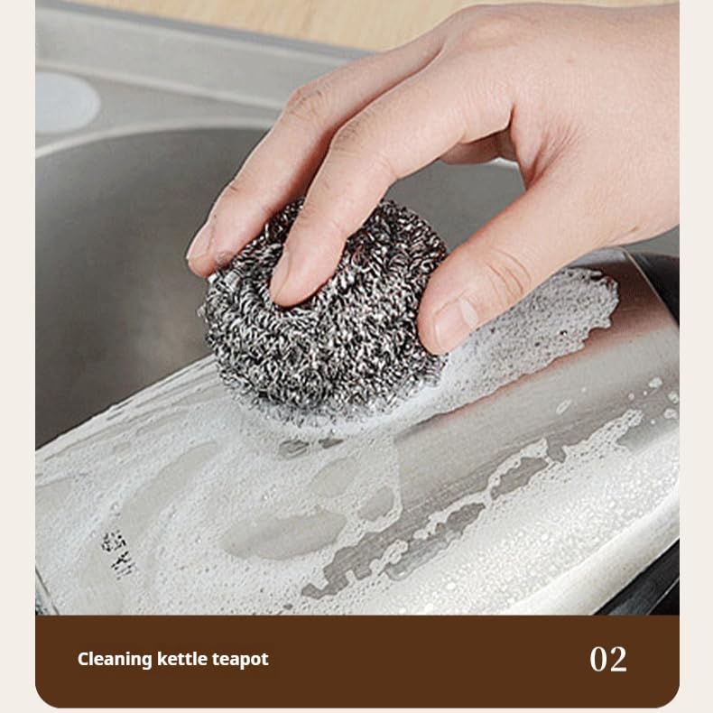 Image of 12-Pack Fine Steel Wire Balls Kitchen Stain Removal Dishwashing Pot Brush Steel Wool Wire Scrubber