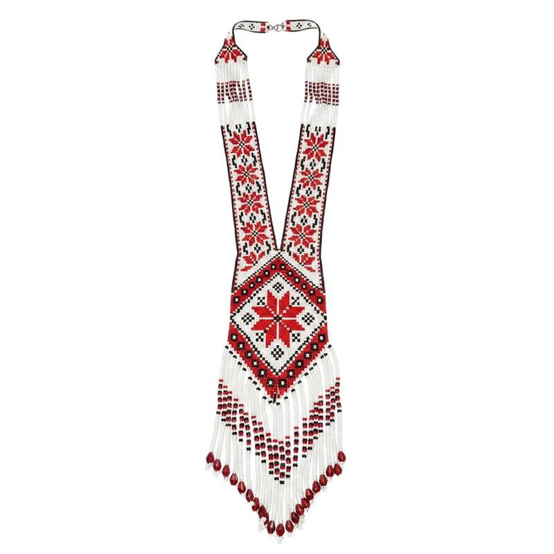 Collier Gerdan ukrainien multicolore LK_UKRN_0789, bijou perles de rocaille à chevrons
