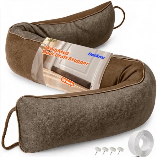 Holikme Weighted Door Draft Stopper - Under Door Seal, 32inch Brown