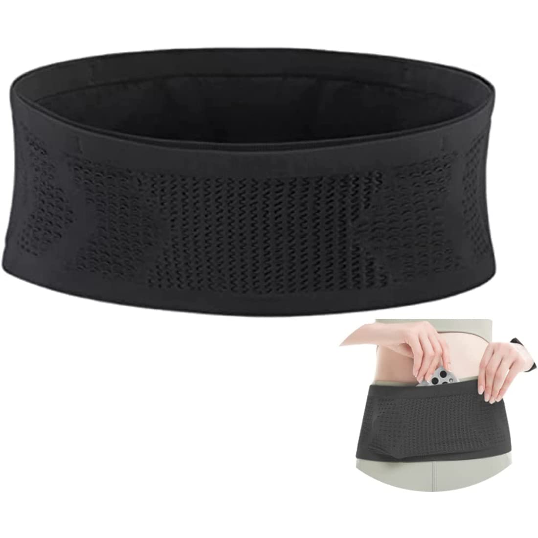 TERRIFI Running Belt, Running Fanny Pack for Phone, Moisture Wicking Storage Belt Bag for Walking Travel Sports Hiking Workout Women Men 4 Large Security Pockets