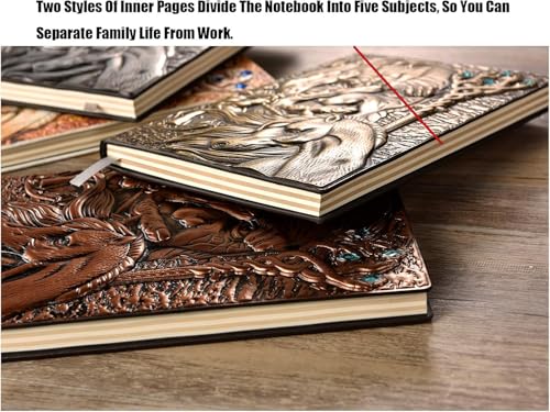 Image of Alokik 3D European Vintage Embossed Leather Diary Notebook A5 Size with Artistic 3D Cover Design, Lined & Blank Pages, Ribbon Bookmark, Gift Box Journal for Writing, Return Gifts
