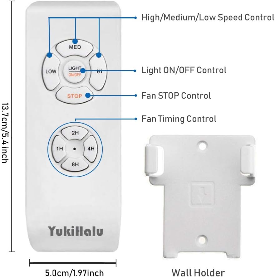 YukiHalu Small Size Universal Ceiling Fan Remote Control Kit, Standard Version Bundle with Light Dimmer Version