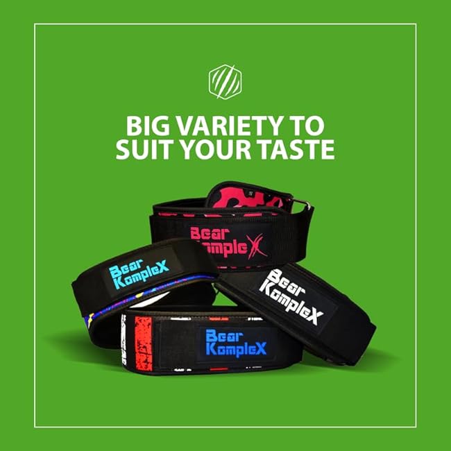 Bear KompleX 4 Straight Weightlifting Belt for at-Home Powerlifting, Squats, Weight Training and More. Low Profile with Super Firm Back for Maximum Stability & Exceptional Comfort