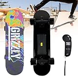 Giuggiolared Longboard Electrico Off Road con Mando Inalámbrico, Skateboard de Madera Natural de 80 * 20CM, Motor de 150W/300W Potencia para Adultos, Velocidad 25Km/h, Autonomía 15Km A-Dual-Motor