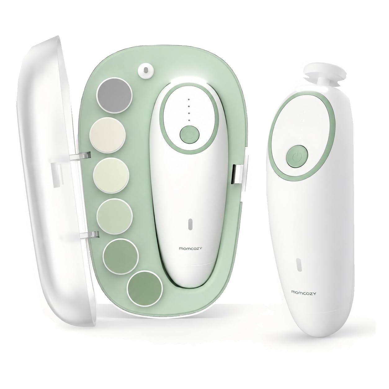 Momcozy Baby Nagelfeile Elektrisch, Sanfter Baby Nageltrimmer Elektrisch Wiederaufladbar, Baby Nagelknipser Elektrisch, 7 Schleifkopf Ersatzpads
