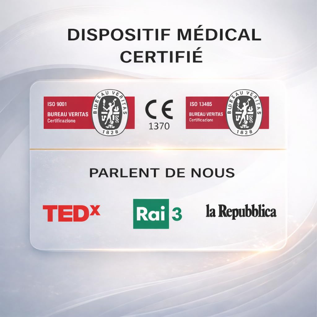 D-Heart ECG Portable Professionnel 8/12 Dérivations | 60 Électrodes Incluses | Calcul PR, QRS | PDF Partageable | Compatible iOS & Android | Dispositif Médical pour Patients et Professionnels