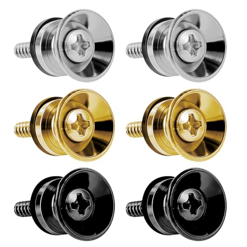 6 Pcs Guitar Strap Button Lock Guitar Strap Locks Pins with Mounting Screws Metal End Pins Anti Slipping Guitar Strap Lock Parts Accessories Music Parts for Guitar Bass Ukulele