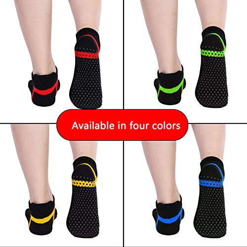 4 Paare Yoga Socken Schwarz Anti Rutsch Größe 35-43, Pilates Socken rutschfest mit Noppen Stoppersocken für Damen, Herren – Bild 8