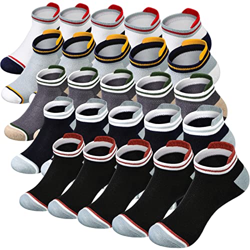 Lasnten 25 Pack Men's Athletic Socks Bulk Low Cut Casual Running Socks Men Work Short Sock Breathable For Sport Father Gift (Classic Color, 9-11) #TOP20