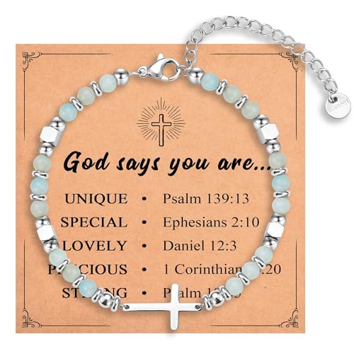 Image of Religious Cross Bracelet for Women Girls, Christian Gifts for Daughter Granddaughter Sister in Christ Friend Niece on Birthday Christmas Easter Valentines Day Graduation