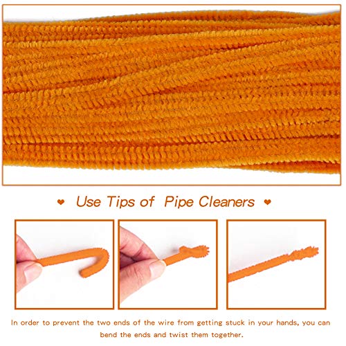 Image of 100 PCS Pipe Cleaners Craft, Orange Pipe Cleaners Bulk, Chenille Stem | Orange Fuzzy Sticks Pipe Cleaners for Crafts Festival Home Decorations