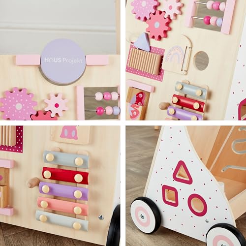 Haus Projekt Andadore Bebés Madera Rosa, Andadores Bebés, Andador Bebes 1 año, Juguetes de Madera, Correpasillos Bebe 1 año con espejo y actividades de juego, Regalos de Primer Cumpleaños - imagen 6