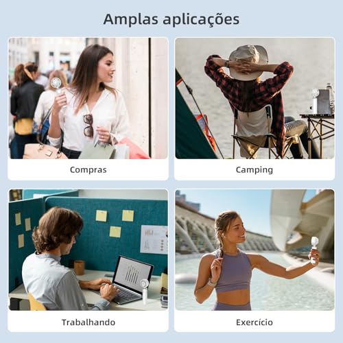 EZRA Mini Ventilador de Mao Portatil Recarregavel Tipo C, 8 Horas, Super Silencioso 3 Velocidades Su