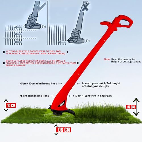 Image of OMADA Corded String Trimmer | Robust 250W Motor | 12500 RPM for Precise Cutting | 5m Cable for Extended Reach | 22cm Cutting Width for Smooth Grass & Hedge Trimming