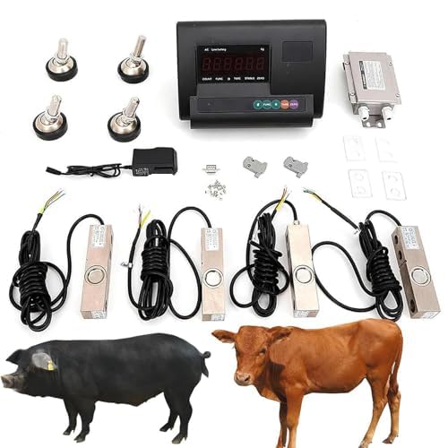 Kit de pesaje de animales de servicio pesado 5000kg.Plataforma de la célula de carga del acero inoxidable con indicador de precisión.Escala precisa para cerdos de cabra de oveja de ganado.Sistema de e