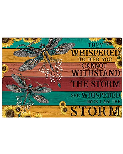 SIGNCHAT Póster decorativo de libélula I Am The Storm para decoración de pared, letrero de metal de 8 x 12 pulgadas