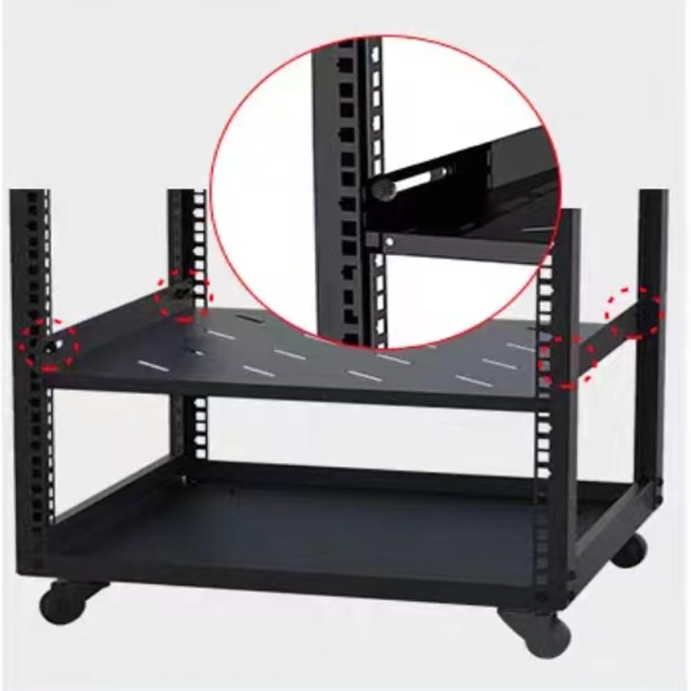 Armadio rack mobile resistente per componenti audio, supporto HiFi regolabile, organizer per console multimediale con ruote, torre di archiviazione per amplificatori (altezza 40 cm)
