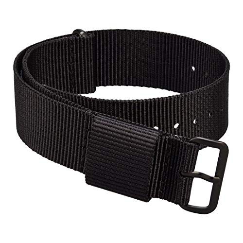 WOCCI 18mm Watch Band, Nylon Replacement Watch Strap with Black Buckle (Black)