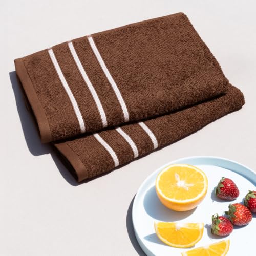 Image of Sassoon Melrose 100% Cotton 2 Piece Hand Towel Set, 400 GSM, Chocolate Fondant (40cmX60cm) - Highly Absorbent, Soft Material, Perfect for Daily Use