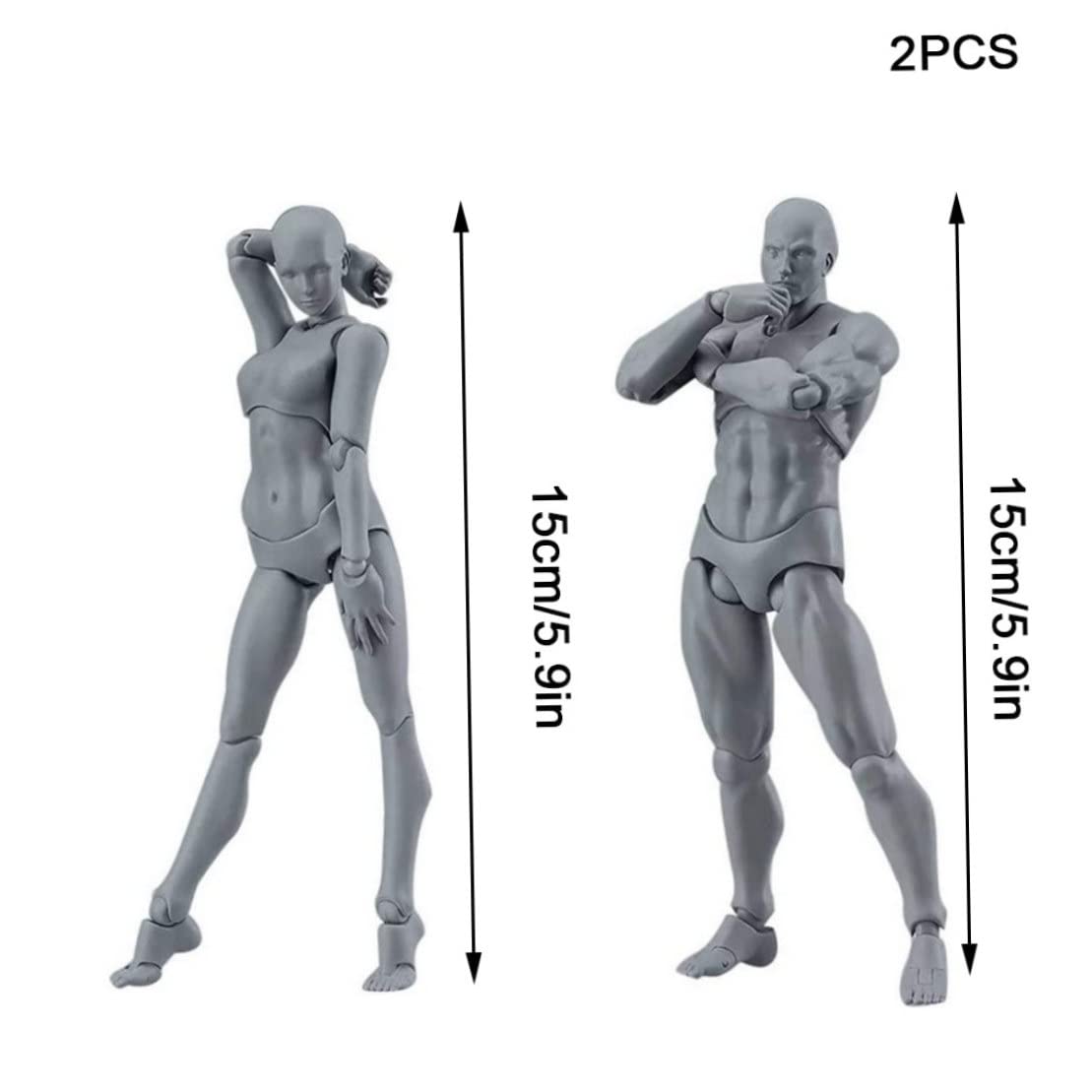 Figure da disegno Modello 2PCS 14 cm Maschio Femminile Action Figure Poseable Disegno Manichino Modello di Body Painting per Artisti Casa Utensili da Cucina