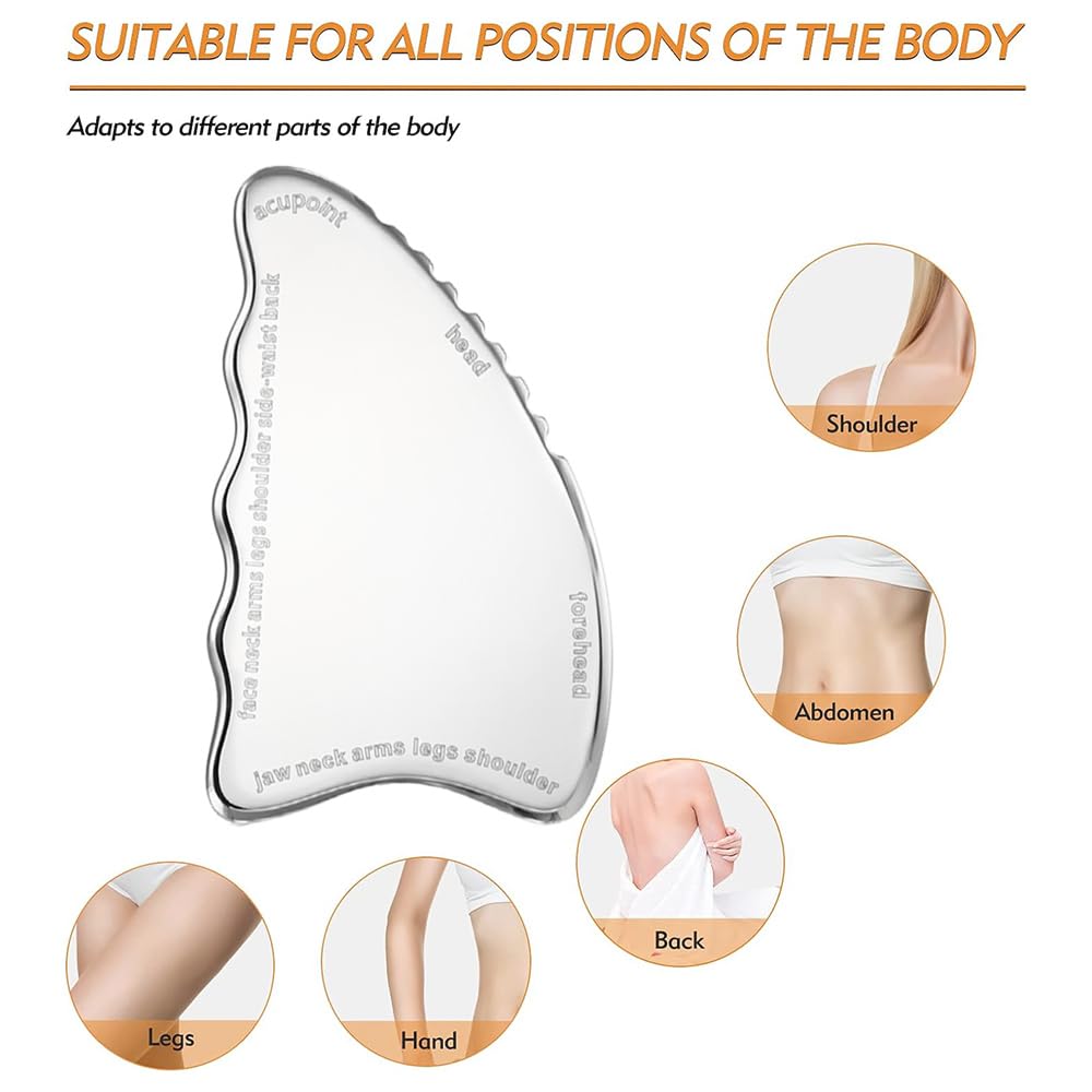 Gua Sha, strumento medico per il viso, pettine Gua Sha in acciaio inossidabile 316L per viso e corpo, strumento di massaggio Gua Sha per terapia tradizionale di agopuntura, strumento