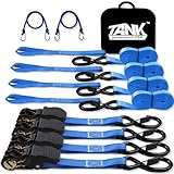 2200LB Heavy Duty Ratchet Straps, Tankpower Tie Down Straps Set for Truck ATV UTV Moving Trailer Dirt Bike Motorcycle Car Roof Rack - Blue