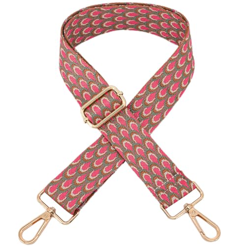 Image of Replacement Purse Strap Shoulder Strap Adjustable Crossbody Strap for Women Crossbody Wide Shoulder Bag, Pink Feathers-gold Hardware, 28-51 inches