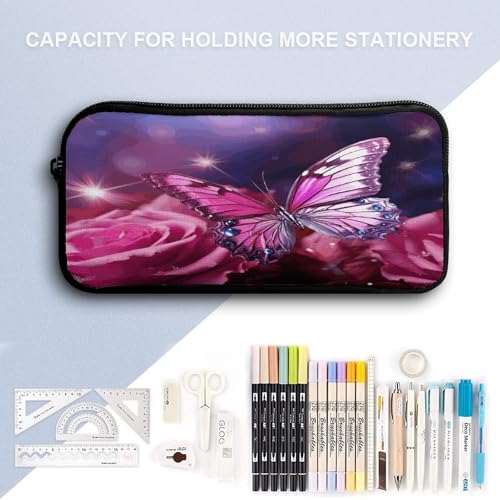 Printed Backpack With Lunch Pack Storage Box Case Pink Butterfly 3pcs Lightweight Travel Backpack4